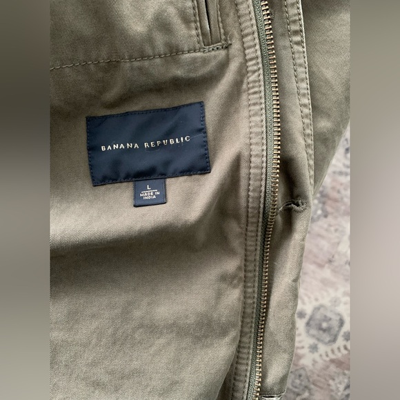 Banana Republic Safari Green Vintage Military Jacket Utility Cotton Zip & Button - Picture 10 of 15